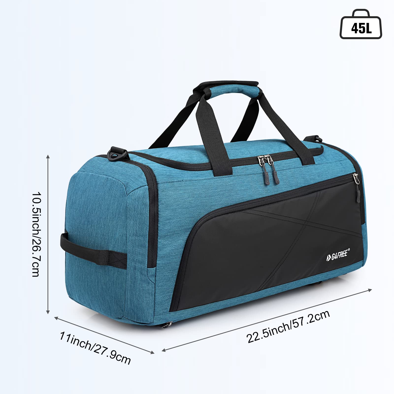G4Free 60L Große Sporttasche&Reisetasche für Damen und Herren/mit Schuhfach & Nassfach/Trainingstasche& Gym Bag&Schulsporttasche/für die Schule & Sport & Fitness & Reisen 3