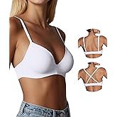 ZYQEXA Seamless Wireless Bra for Women with Support - No Underwire Plunge Push Up Comfy Tshirt Bras Racerback Bralette
