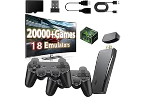 DLIAONEW Wireless Retro Game Console Stick, Nostalgia Gaming Stick, Plug & Play TV Video Gaming Stick with 20000+ Games Built-in, 18 Retro Emulators 64G, 4K HDMI Output, 2 2.4G Wireless Controllers
