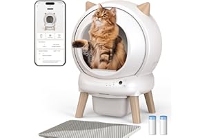 EazyPaws Self Cleaning Litter Box - E2 Automatic Cat Litter Box Large Smart Self Cleaning Robot for Cats, Double Safety Protection, App Control, 2 Roll Garbage Bags & Mat