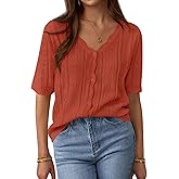 PRETTYGARDEN Womens Short Sleeve Crochet Knit Sweater Spring Fashion 2026 Button Down Lightweight Cardigans Summer Tops