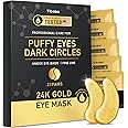 Tibobo Under Eye Patches (23 Pairs) - 24K Gold Eye Masks Treatment for Eye Bags, Puffy Eyes & Dark Circles - Nourishing Skin Care Product - Birthday Gifts for Women - Vegan & USA Tested