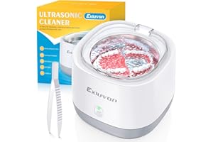 Exluvon Ultrasonic Retainer Cleaner, 250ML Portable Ultrasonic Dental Cleaner, 45KHz Retainer Cleaner Machine for Dentures, Aligner, Mouth Guard, Whitening Trays and Jewelry