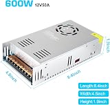 inShareplus 12V 50A 600W DC Switching Power Supply 110/220V AC to 12V DC LED view 3