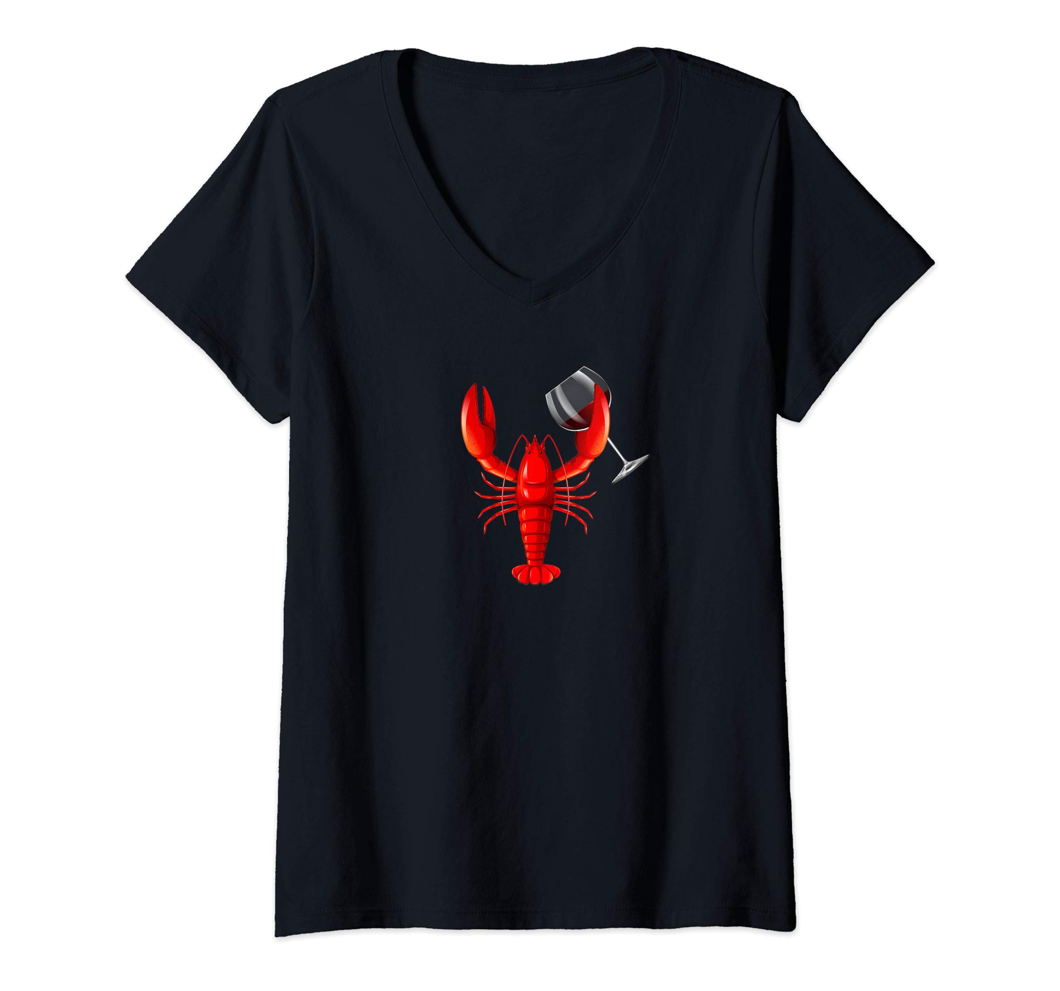 Photo 1 of **************SHIRT IS BLUE, NOT BLACK*************
Womens Funny Wine Drinking Lobster Red Crawfish Wine Lovers Gift V-Neck T-Shirt XXL LIGHT BLUE