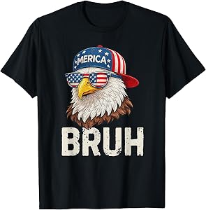 Vintage Merica US Bald Eagle Patriotic 4th of July Bruh Mens T-Shirt