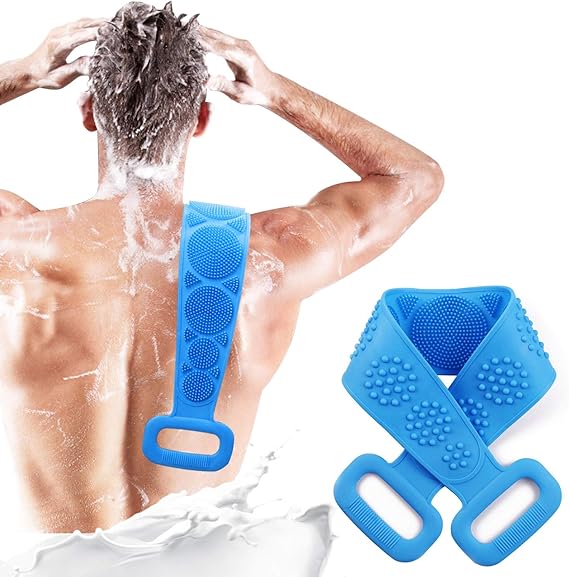 LIKUCHE Silicone Back Scrubber for Shower, Exfoliating Long Double