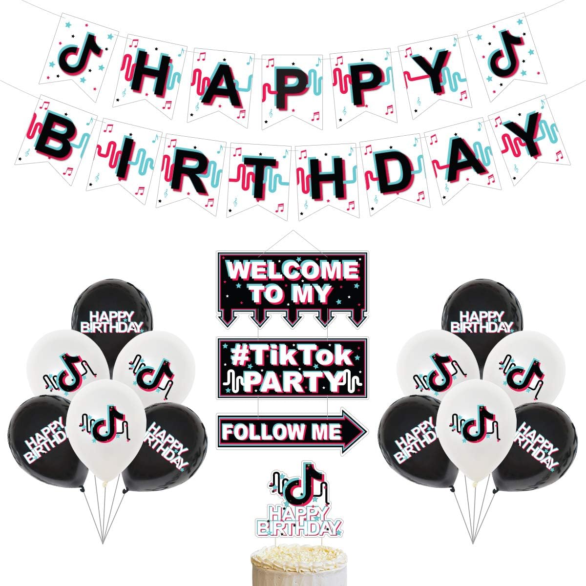 Tik Tok Happy Birthday Cake Topper Tik Tok Party Supplies Tik Tok Decorations Theme Party Toys Games Cake Cupcake Toppers Kiririgardenhotel Com