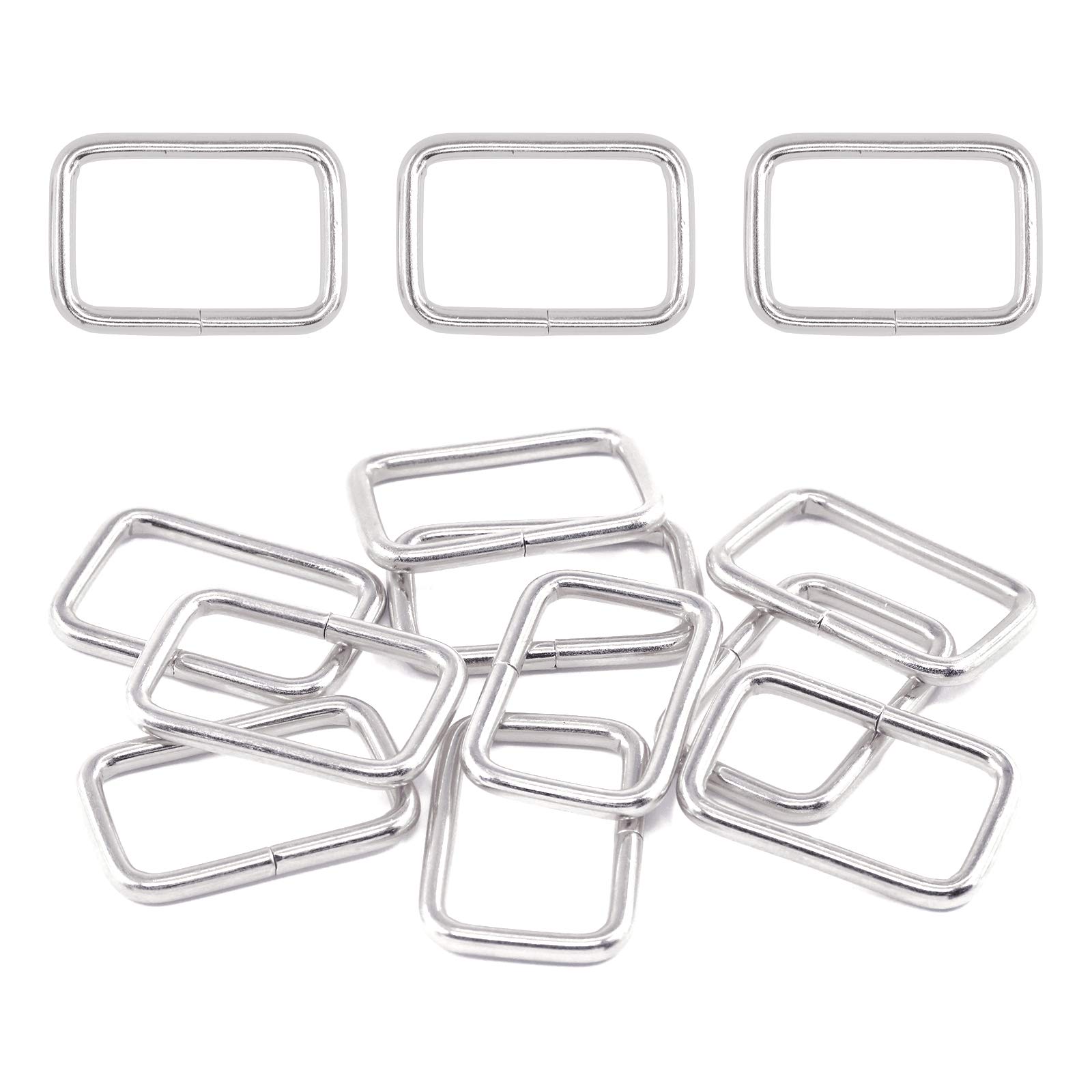 Swpeet 60Pcs 5/4 Inch - 32mm Sliver Metal Rectangle Ring, Webbing Belts Buckle Metal Rings for for Belt Bags DIY Accessories Keychains Belts and Dog Leash (Sliver, 5/4 Inch)