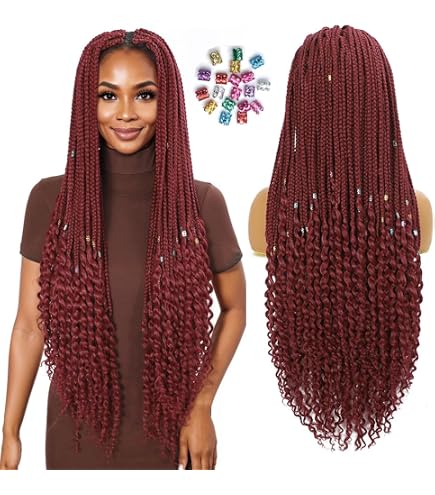 Amazon.com : Kalisa Angel Lucky Black Brown Braids Wig Long  display picture 3