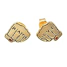 Spinningdaisy Gold Plated Fun Love and Hate Earrings