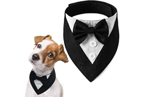 FUAMEY Dog Tuxedo for Medium Dogs,Dog Formal Suit Dogs Attire Pet Bow Tie Puppy Party Costumes Cat Tux Outfits Pets Bandana C