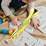 Toyvian Kids Trumpet Toy Golden Imitation Musical Instrument ABS 13.2" Early view 6