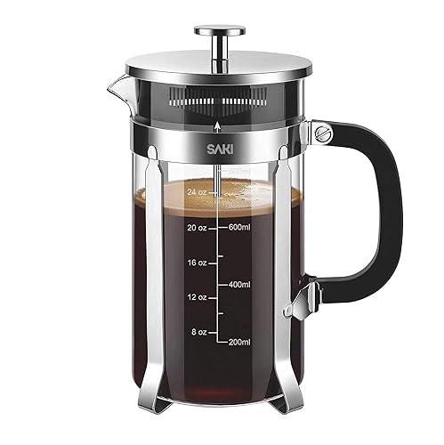 SAKI French Press Coffee Maker, 34 Oz (1000 ml), Level