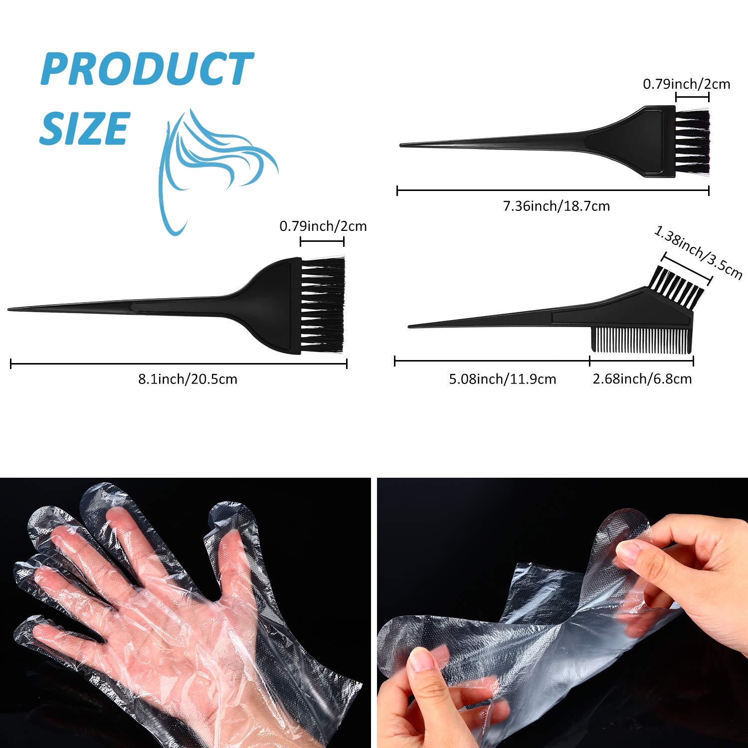 Hair Coloring Kit, Include 12 Pieces Disposable Hair Highlight Cap Tipping Cap Hair Coloring Highlight Dye Cap with 2 Metal Hooks, 3 Dye Brush and 20 Pairs Dye Gloves for Salon Home (Blue) : Beauty