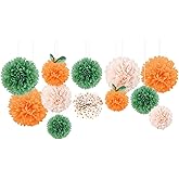 NICROHOME EUR Little Cutie Baby Shower Decorations, 12 PCS Light Orange Green Tissue Paper Pom Poms for Fruit Themed Party Spring Summer Party Bridal Shower Birthday Wedding Party Supplies