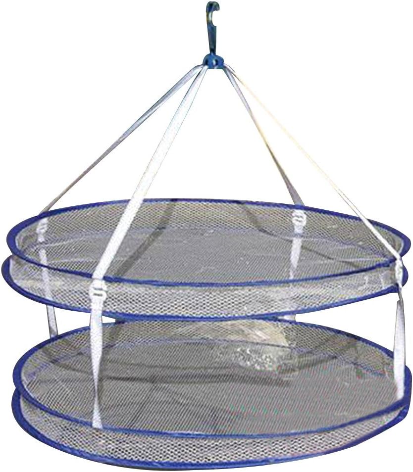 Honghong Foldable Double Layers Clothes Laundry Hanging Drying Rack Basket Mesh Net size 2