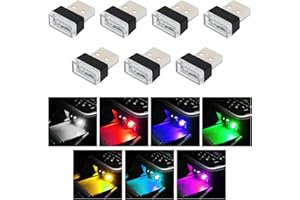 Augeny 7 PCS USB LED Car Interior Atmosphere Lamp, Plug-in USB Decor Night Light, Portable Auto Ambient Lighting Kit, Universal Vehicle Interior Accessories for Most Cars (Multi-Color)