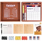 Farkle Dice Tray and Storage Case, The Classic Family Game | Includes Embedded Scoring Combinations, 4 Sets of 6 Pearl Dice, 50 Sheet Score, 2 Scoreboards, 12 Scoring Sticks, and a Pen