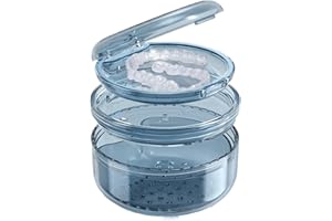 Denture Case Retainer Cleaning Case: 2 in 1 Retainer Case, No-Leak Denture Bath Box Cup, Complete Clean Care for Dentures, Cl
