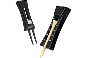SANDIAN, All-in-1 Value Pak, Golf Tee Height Adjuster Setter, Divot Tool, Genuine Carbon Fiber T300 Made Pitchfork, Super Light, T800 Ball Marker, Hat Clip, Tees, Leather Holster