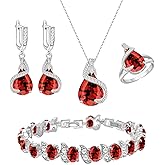 GZWHD Jewelry Set for Women Water Drop Cubic Zirconia Artificial Crystal Earrings Pendant Necklace Open Ring Tennis Bracelet Wedding Anniversary Birthday Engagement Gift for Bridesmaid Wife Girlfriend Friend