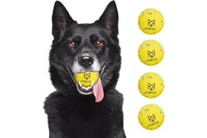 FOFOS Dog Balls Chew Toys Tennis Ball for Aggressive Chewers Teething Molar Toys Water Toy Interactive Fetch Balls Gift Set for Large Medium Dog and Puppies (4 Pack, 2.75 inch)