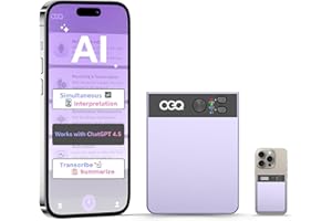 OEQ AI Smart Recorder with Simultaneous Interpretation & Real-timeTranscription,64GB AI Speech Processor Powered by ChatGPT 4.5 with App Control for Students/Creatives/Journalist in Meetings (Purple)