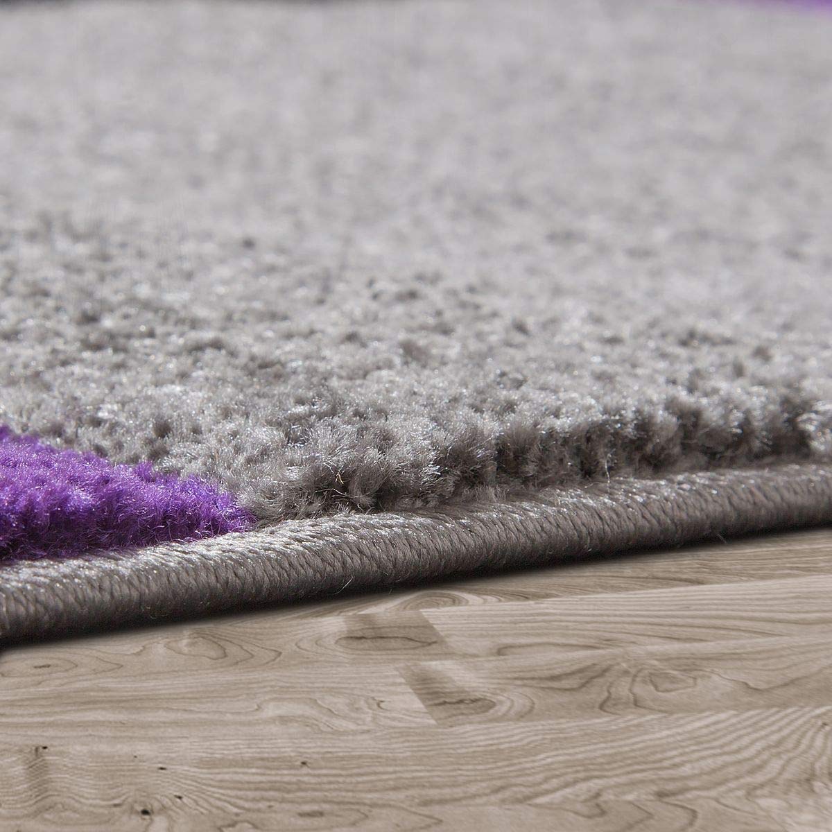 Teppich Wohnzimmer Modern Palermo Mit Konturenschnitt In Lila Grau Creme Schwarz