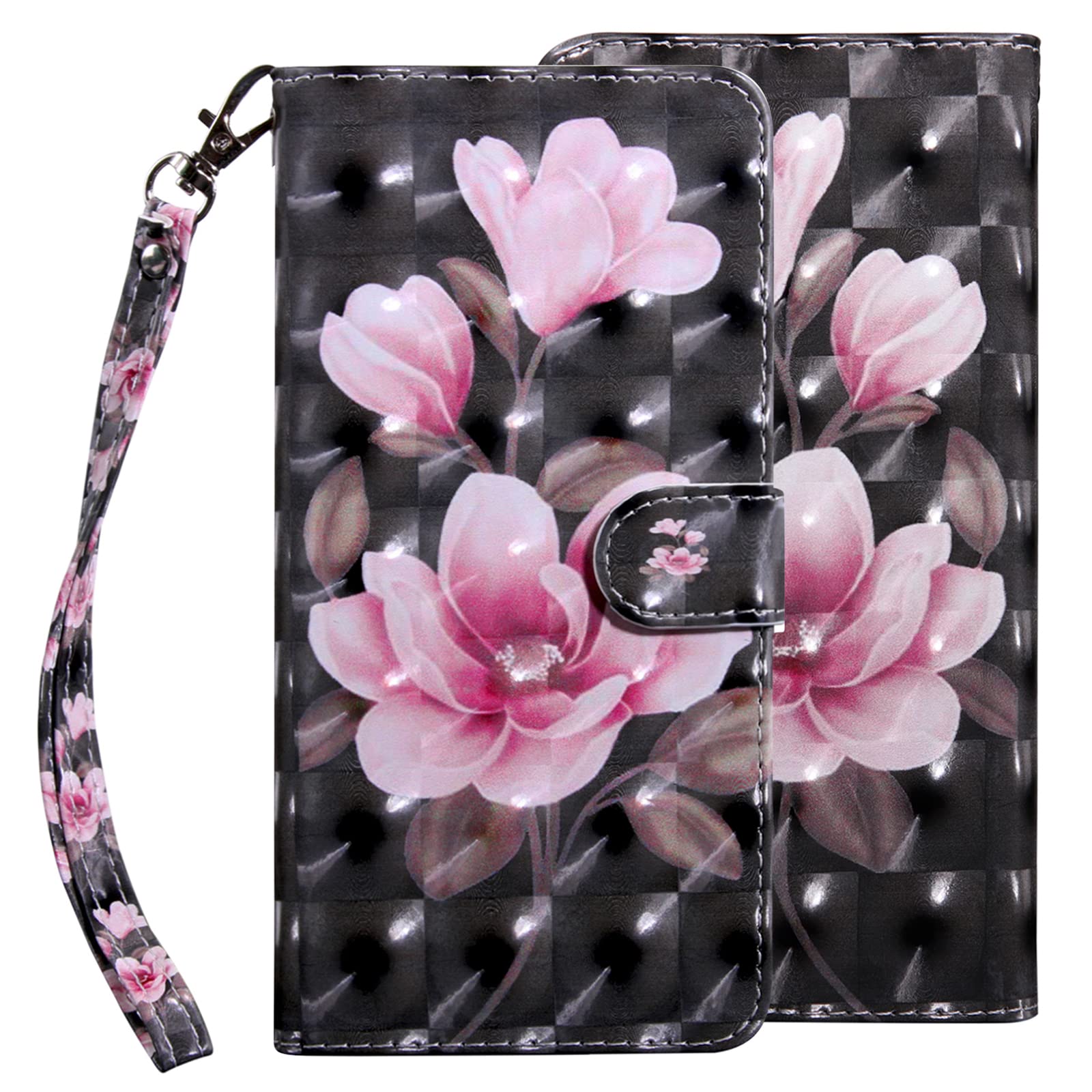 GLANDOTU Wallet Case for Motorola Moto G50 6.5 inch, Flip Folio PU Leather Cover with Magnetic Button, Standing Function for Motorola G50 Phone Cases 【Pink Lotus】