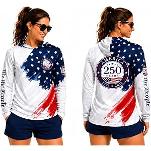 Women's America 250th Anniversary Performance Shirt White | lightweight moisture-wicking fabric, UPF 50+ sun protection, FREE