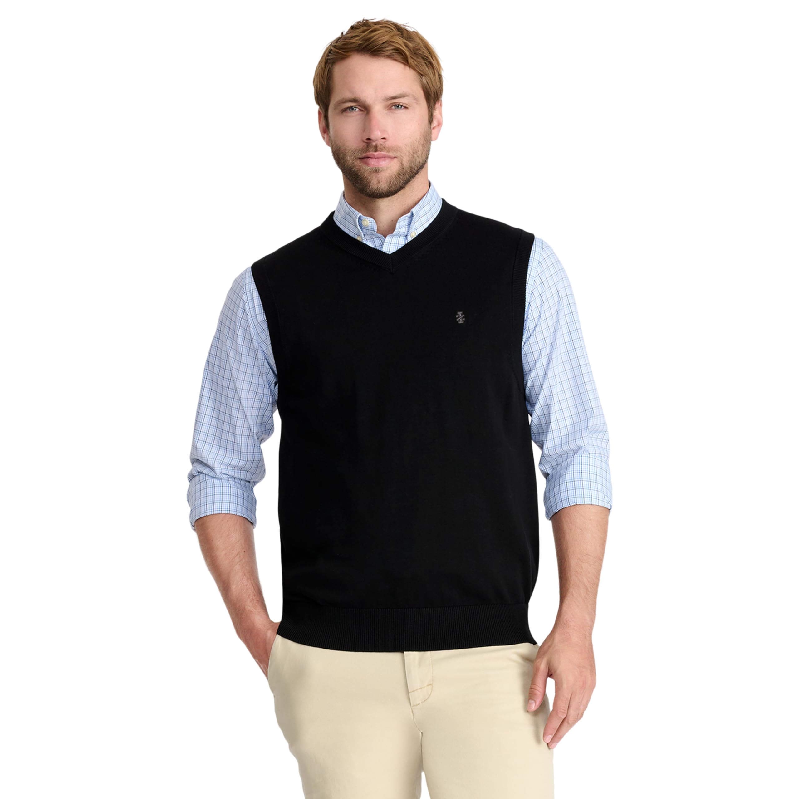 thumbnail image 2 of IZOD - - IZOD Men's Fine Gauge V-Neck Sweater Vest, Peacoat, XL 2 of 9