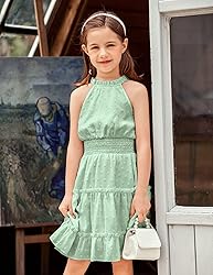 Arshiner Girls Summer Dress Formal Cold Shoulder