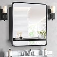 Black Medicine Cabinet Mirror for Bathroom,24x30 Inch Mirror Cabinet,Wall-Mounted Medicine Cabinets,Aluminum Framed,Surface o