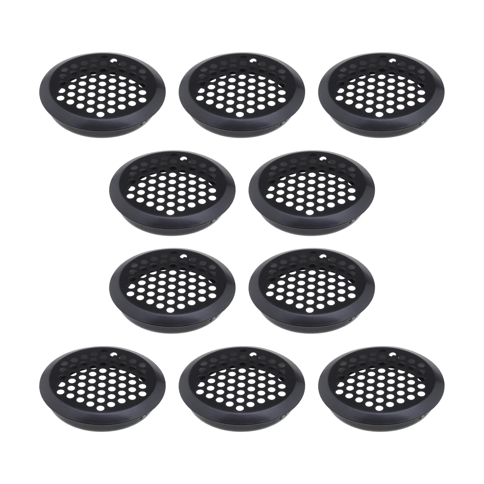 eMagTech 10PCS Round Ventilation Grilles 60mm Stainless Steel Air Vent Louver Hole Soffit Mesh Vents Rust-Proof for Kitchen Bathroom Cabinet Wardrobe Black