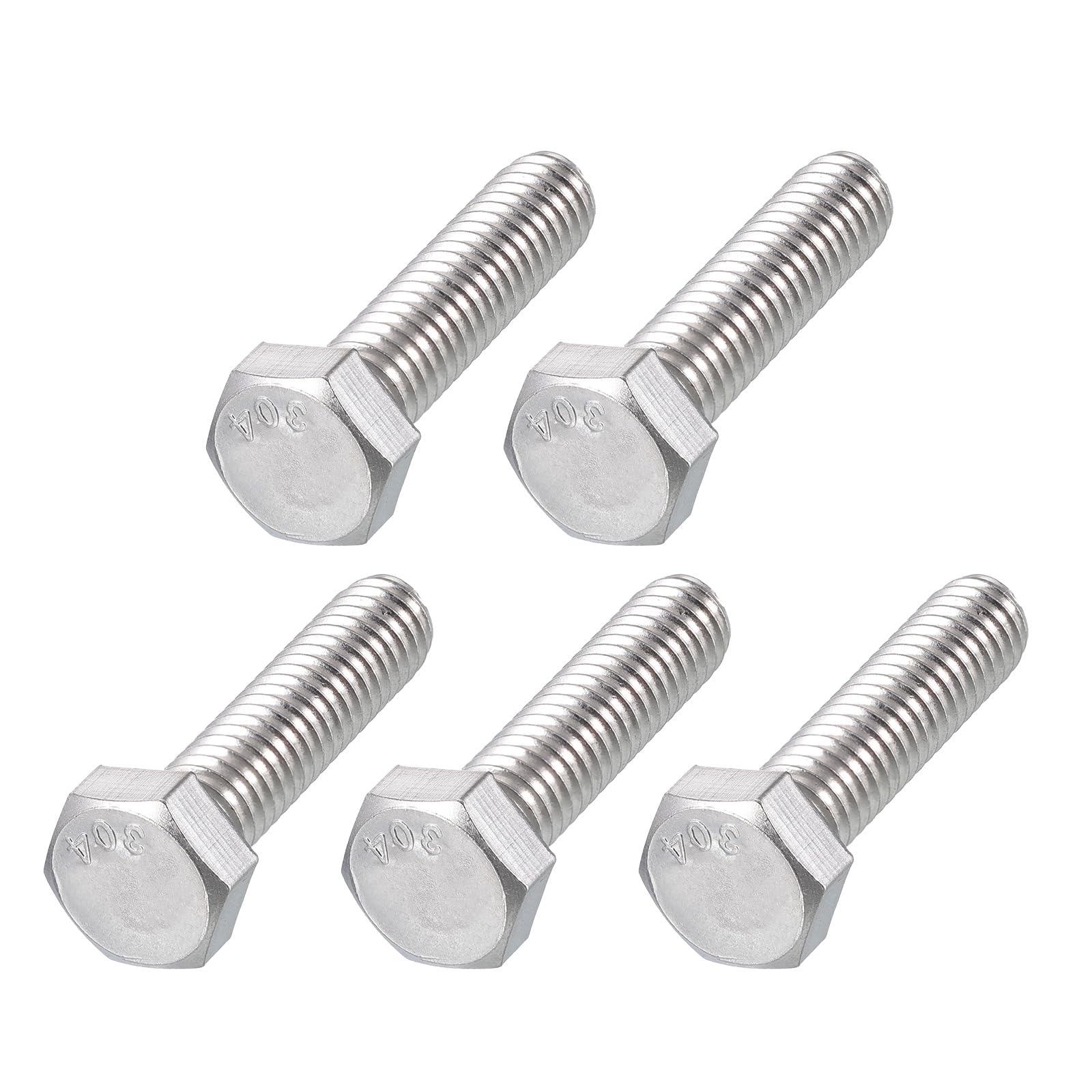 METALLIXITY Hex Head Bolts (5/16-18 x 1-1/4") 5Pcs, 304 Stainless Steel 18-8, Fully Threaded, External Hex Drive, Plain Finish, Hex Head Screw Bolt, Silver — image 1
