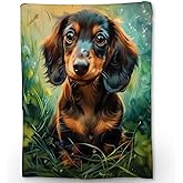Ti Caldi Cute Dachshund Dog Blanket, Soft Flannel Animal Throw Blanket for Couch, Bed, Travel & Home Decor, Cozy Lightweight Warm Fluffy Fuzzy Blankets for Adults Kids Dachshund Lovers 60×50 in