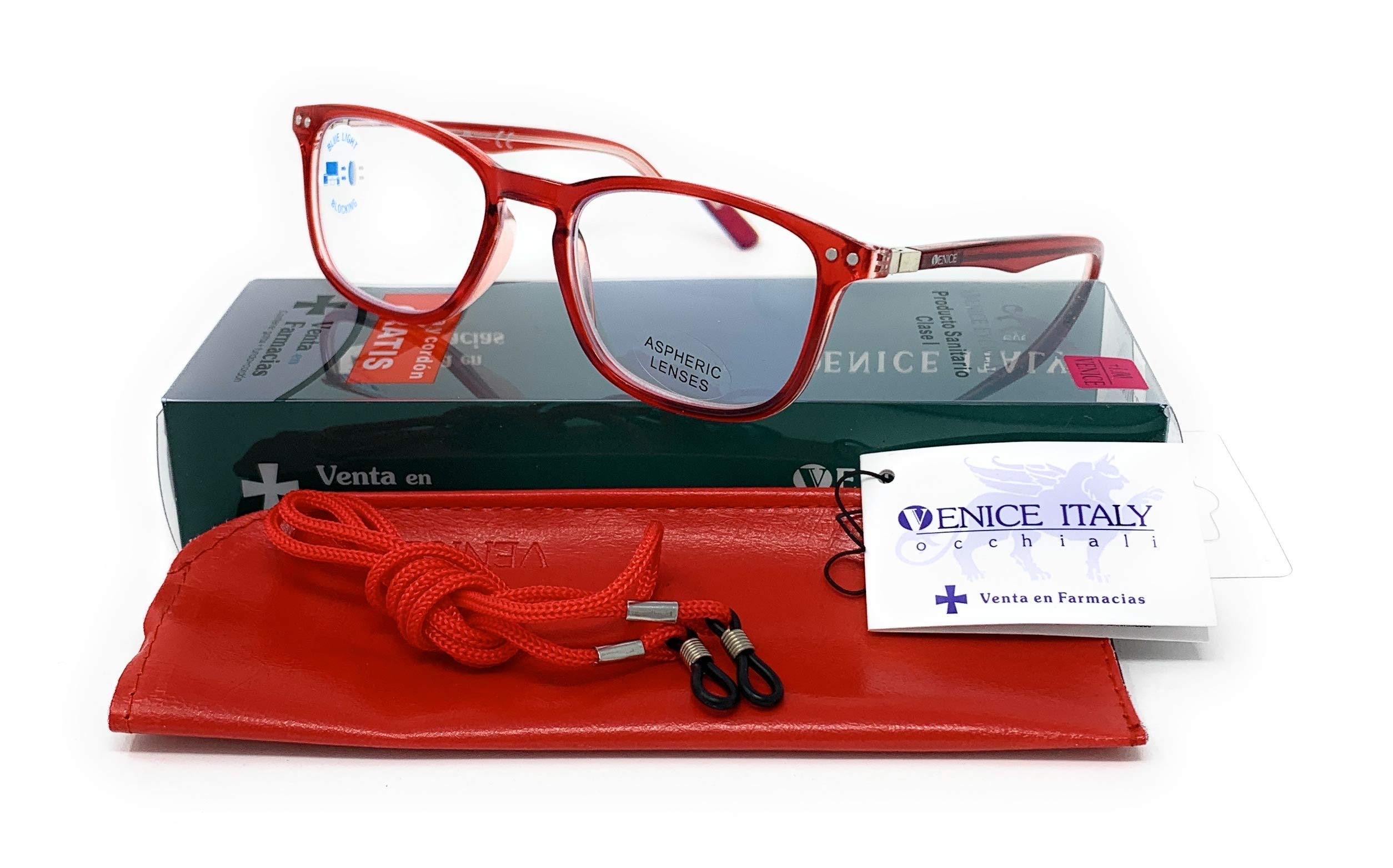 Blue Light Blocking Reading Glasses Model "Professional Coti" Computer Reading Glasses, Gaming for Men and Women Fashion Pharmacy Quality - 5 Colors Options (Red, +2.00)