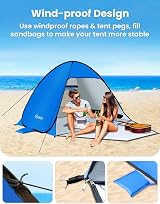 Glymnis Pop Up Beach Tent 1-2 Person UV Protection 185x140x115cm view 7