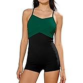 KISSB Girls Swimsuit One Piece Bathing Suit Color Blocking Criss Cross Bow Design Girls Swimwear Teen Swim Suits 7-16Y
