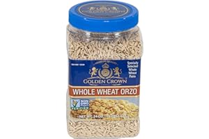 Golden Crown Specially Selected Whole Wheat Orzo Pasta - 24 Oz (1.5 LB) | Natural Halal + Kosher Certified Non GMO | Enriched With Essential Vitamins Vegan | Pasta for Soups Casseroles & Salads