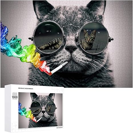 Amazon Co Jp 木製 ジグソーパズル 1000ピース クールなサングラス 猫 ネコ 500ピース 知育玩具 Puzzle 装飾画 インテリア プレゼント 壁掛け壁画 おしゃれ 教育用ゲーム Jigsaw 親子ゲーム 収納ケース付き 52cm 38cm 75cm 50cm おもちゃ