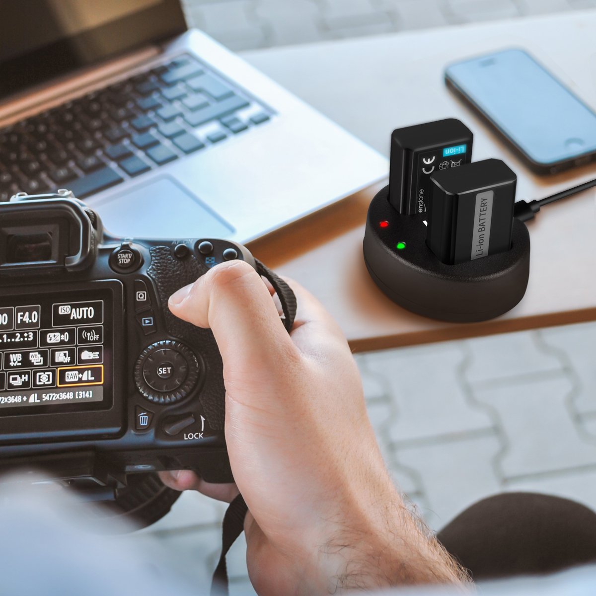 NP FW50 keenstone Camera Battery (2-Pack) and Rapid Dual Charger for Sony NEX 3/5/7 series, SLT-A series, Alpha series (Micro USB Input Charger, 1100mAh, Air Dust Blower Included)