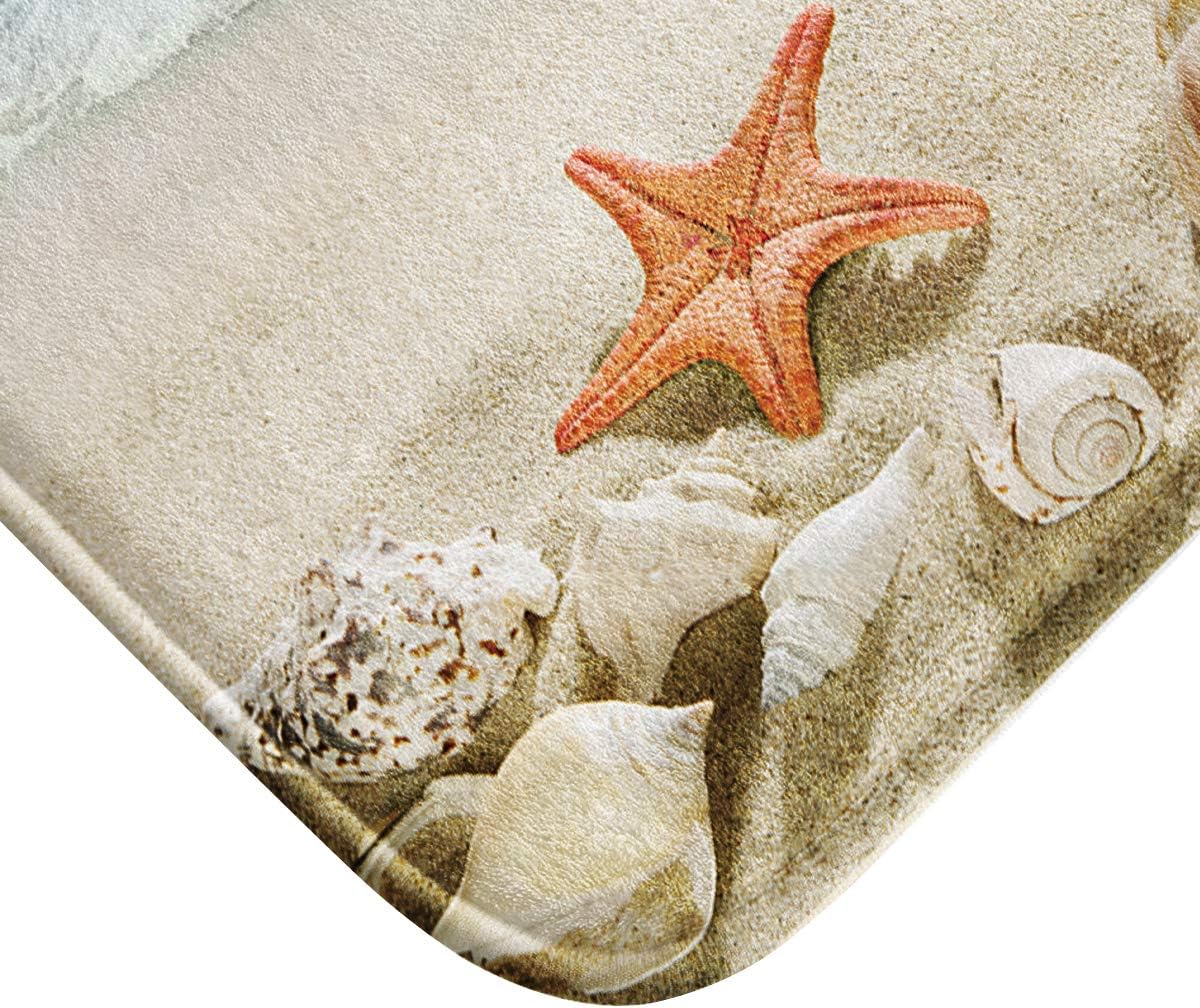 Borylin Starfish Shell Bathroom Rugs Ocean Sea Beach Bath Mat Non-Slip Soft Absorbent Bath Rug Kitchen Floor Carpet 24x16 Inch: Kitchen & Dining