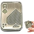 JUDIXY Fidget Toys, Poker Fidget Slider, Glow in Dark Metal Fidget Push Card, Fidget Toys for Adults Teens, Relieve Stress Anxiety ADHD, Gift for Boyfriend, Husband and Father (Silver A)