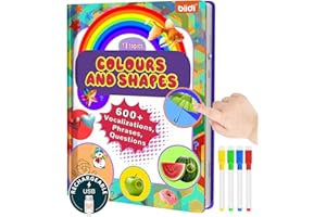 biidi Interactive Talking Activity Book,English Word Sound Book for Kid Age 3+ Year Old,Sensory Autism Toy,Educational Learning Travel Toys for Boys Girls Gift,with Drawing Zone,4 Color Pens,600+Sound