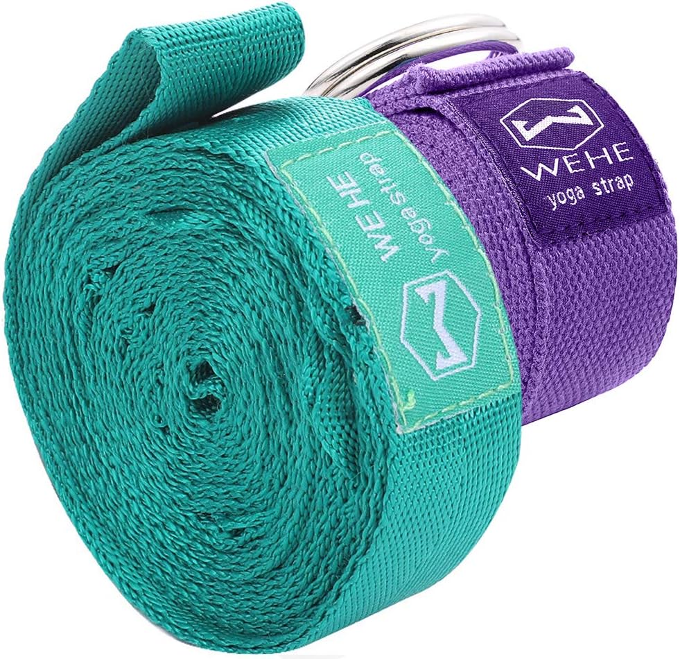 WEHE 2 Pack Yoga Stretch Straps, Exercise Bands Yoga Physical Therapy Carrying Fitness Set, Adjustable Flexibility Multi Loops Stretching Belts