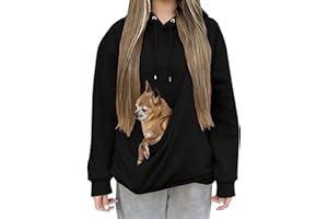 HJINGSUN Cat Pouch Hoodie for Women Kangaroo Pocket Dog Pouch Sweatshirts Pet Carrier Pullover Animal Holder Long Sleeve Tops