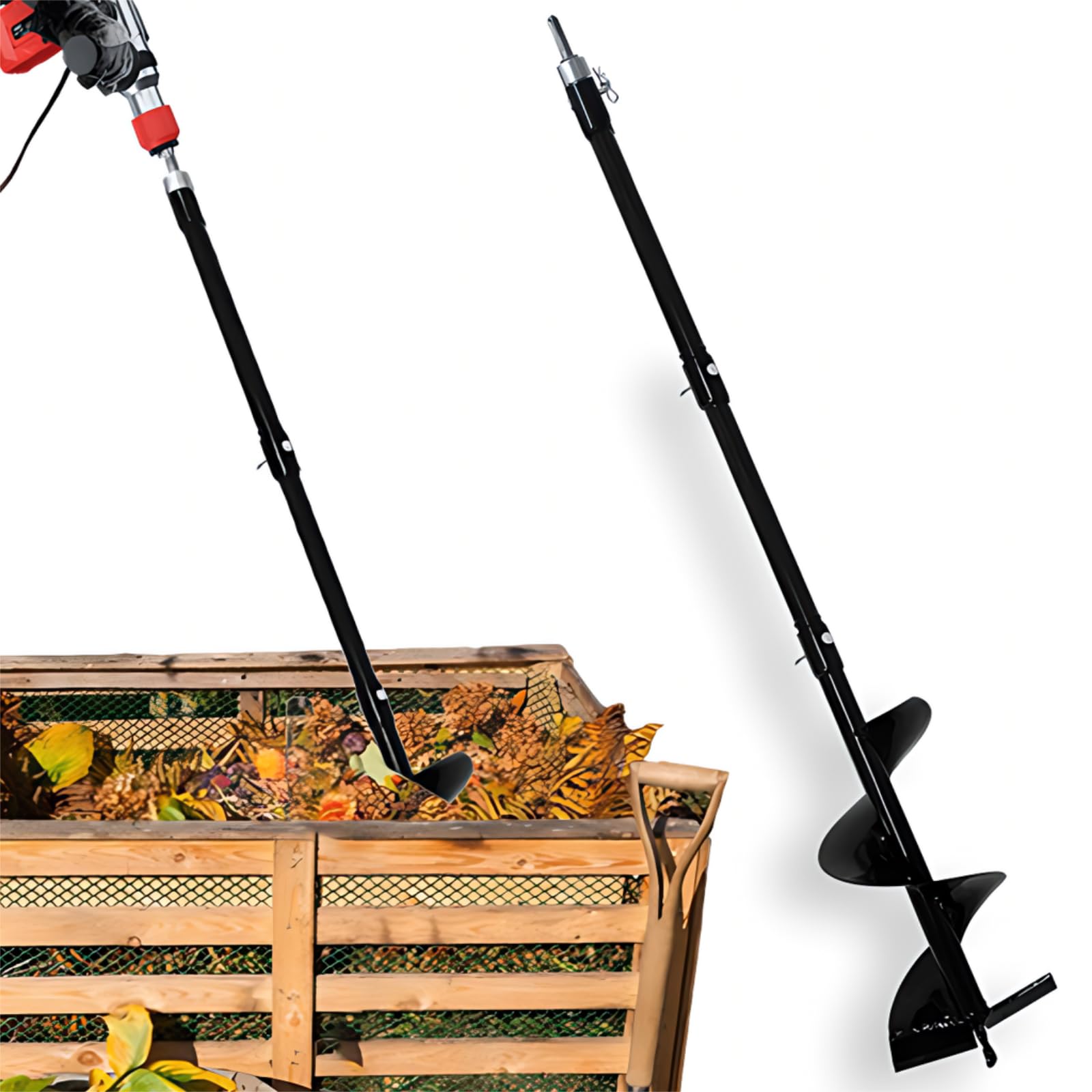 Photo 1 of Compost Stirring Tool, Compost Turning Bar 38.5in,Compost Aerator Tool Compost Turner and Mixing Tool for Outdoor Compost Tumbler Bins, Mixer Attachment with Adapter, Suitable for a Variety of Mixers