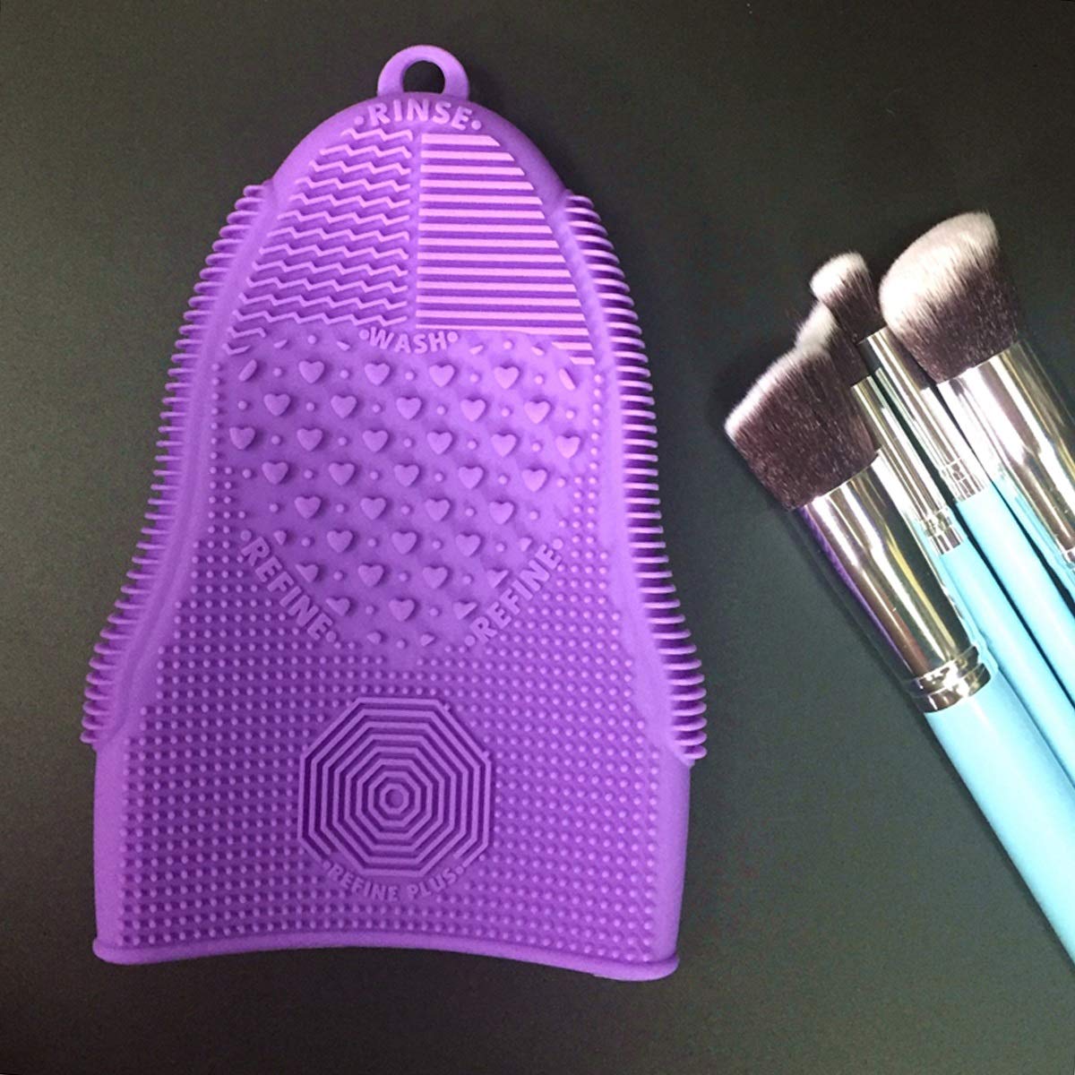 Yesbaby Silicone Makeup Brush Cleaner Glove Washing Scrubber Foundation Makeup Brush Cleaning Tool (Color : Light Purple)